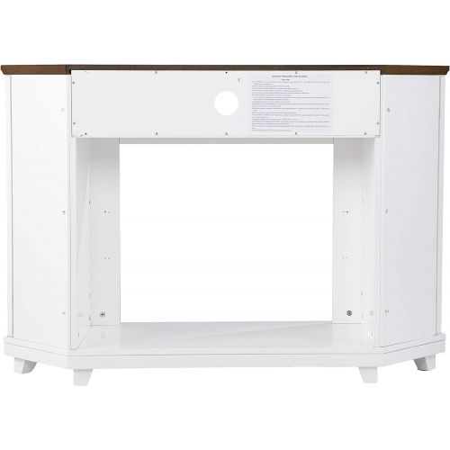  SEI Furniture Dilvon Smart Fireplace w/ Media Storage, White/Brown