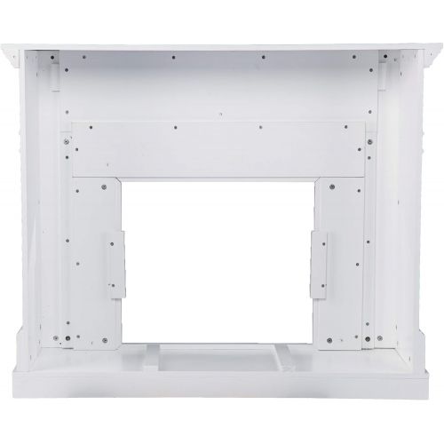  SEI Furniture Darvingmore Alexa Enabled Fireplace w/ Marble Surround, White/ Brown