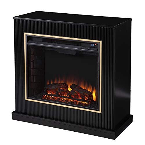  SEI Furniture Crittenly Contemporary Electric Fireplace, Black/Gold