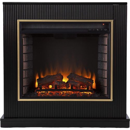  SEI Furniture Crittenly Contemporary Electric Fireplace, Black/Gold