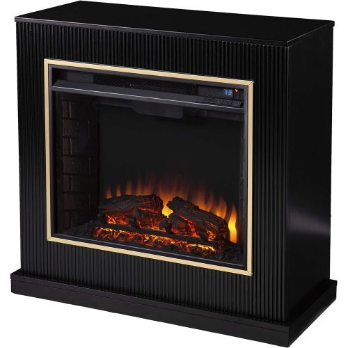  SEI Furniture Crittenly Contemporary Electric Fireplace, Black/Gold