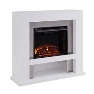 SEI Furniture Lirrington Electric Stainless Steel Accents Fireplace, White