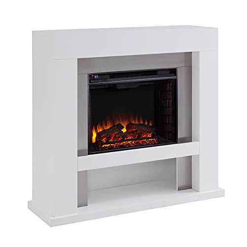  SEI Furniture Lirrington Electric Stainless Steel Accents Fireplace, White