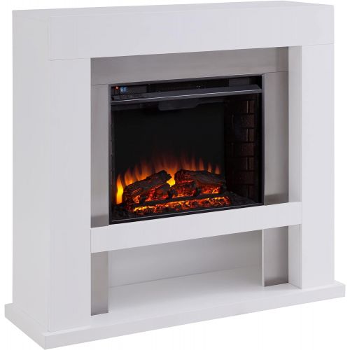  SEI Furniture Lirrington Electric Stainless Steel Accents Fireplace, White
