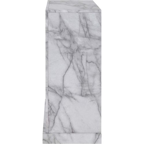  SEI Furniture Dendale Faux Marble Electric Fireplace, New White/Gray Veining