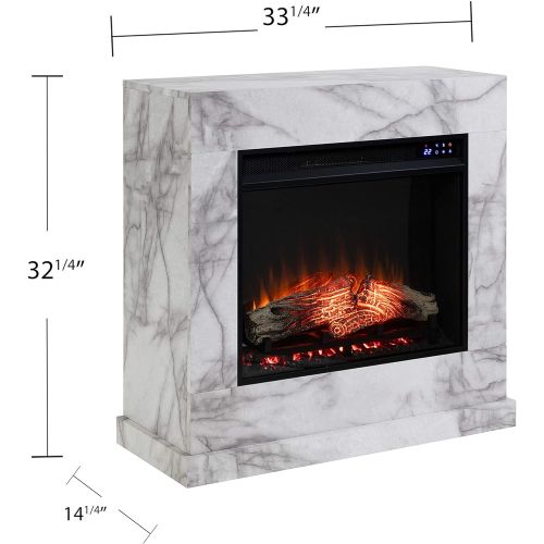  SEI Furniture Dendale Faux Marble Electric Fireplace, New White/Gray Veining