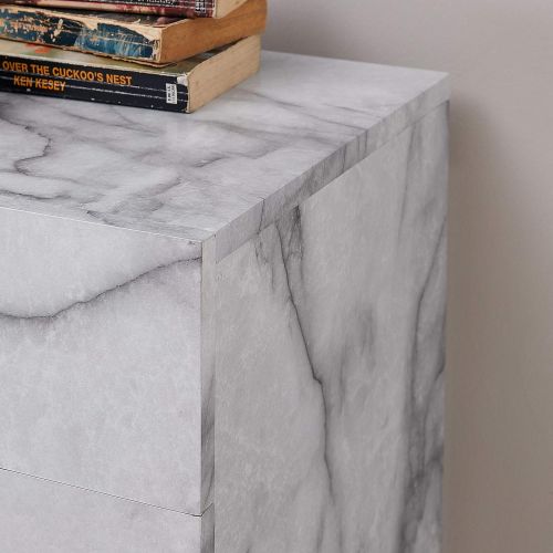  SEI Furniture Dendale Faux Marble Electric Fireplace, New White/Gray Veining