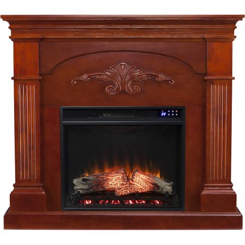  SEI Furniture Sicilian Fireplace, New Mahogany