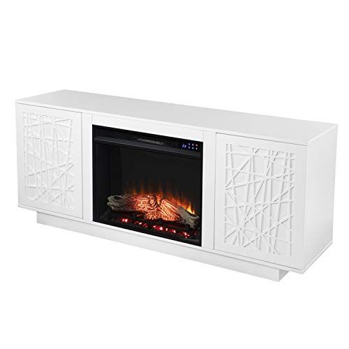  SEI Furniture Delgrave Electric Media Fireplace w/ Storage, New White