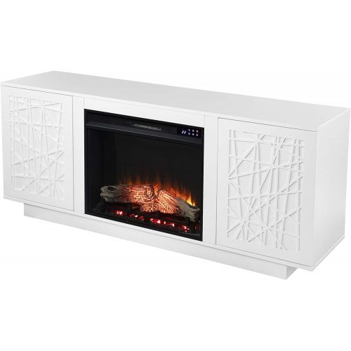  SEI Furniture Delgrave Electric Media Fireplace w/ Storage, New White