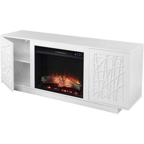  SEI Furniture Delgrave Electric Media Fireplace w/ Storage, New White