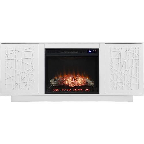  SEI Furniture Delgrave Electric Media Fireplace w/ Storage, New White