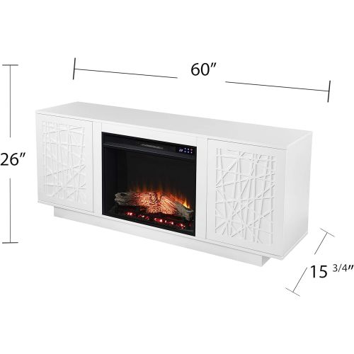  SEI Furniture Delgrave Electric Media Fireplace w/ Storage, New White