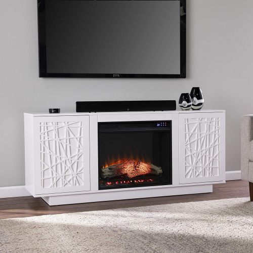  SEI Furniture Delgrave Electric Media Fireplace w/ Storage, New White