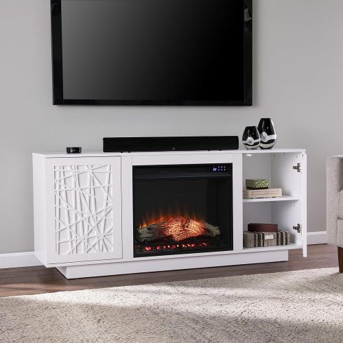  SEI Furniture Delgrave Electric Media Fireplace w/ Storage, New White