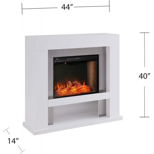  SEI Furniture Lirrington Alexa-Enabled Stainless Steel Accents Electric Fireplace, White