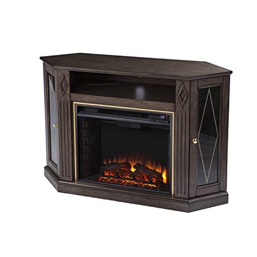  SEI Furniture Austindale Electric Fireplace w/ Media Storage, Brown/Gold