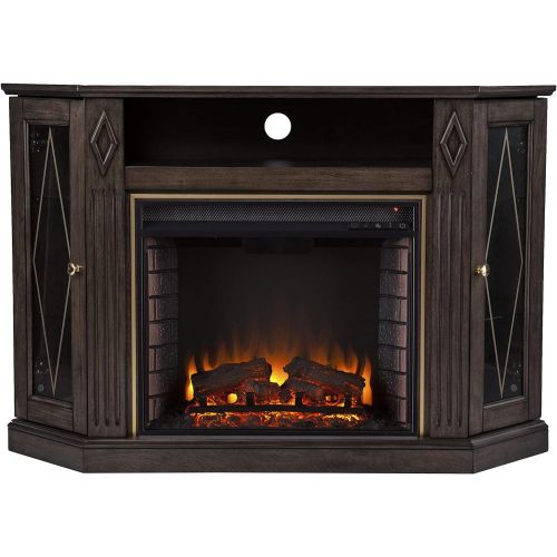  SEI Furniture Austindale Electric Fireplace w/ Media Storage, Brown/Gold