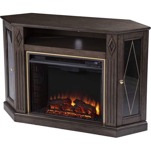  SEI Furniture Austindale Electric Fireplace w/ Media Storage, Brown/Gold