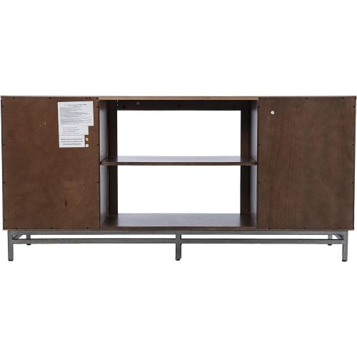  SEI Furniture Dibbonly Electric Fireplace w/ Media Storage, New Brown/Matte Silver