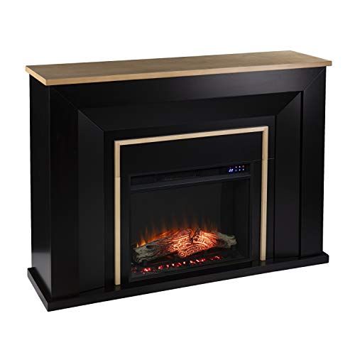  SEI Furniture Cardington Electric Fireplace, Black/Natural