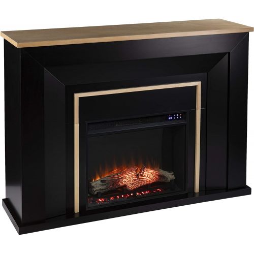  SEI Furniture Cardington Electric Fireplace, Black/Natural