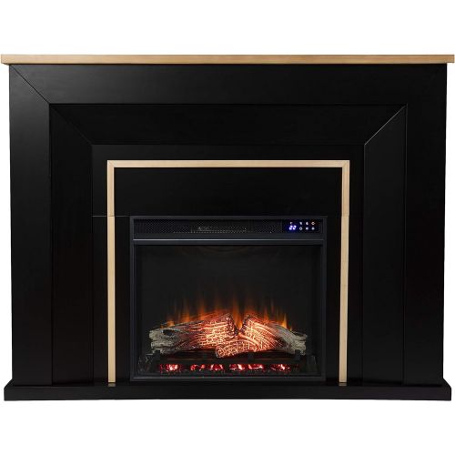  SEI Furniture Cardington Electric Fireplace, Black/Natural