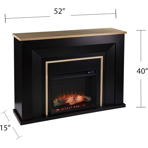  SEI Furniture Cardington Electric Fireplace, Black/Natural