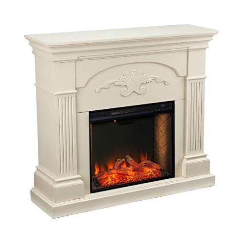  SEI Furniture Sicilian Harvest Traditional Style Alexa-Enabled Electric Fireplace, Ivory