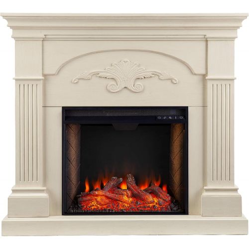  SEI Furniture Sicilian Harvest Traditional Style Alexa-Enabled Electric Fireplace, Ivory