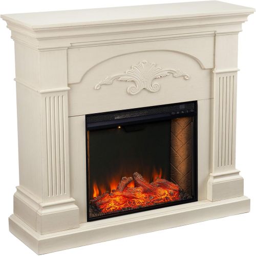  SEI Furniture Sicilian Harvest Traditional Style Alexa-Enabled Electric Fireplace, Ivory