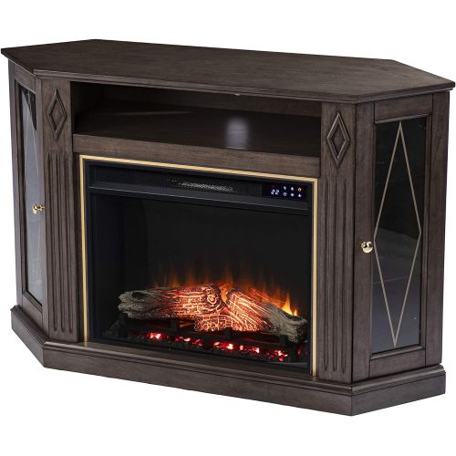  SEI Furniture Austindale Electric Fireplace w/ Media Storage, Brown/Gold