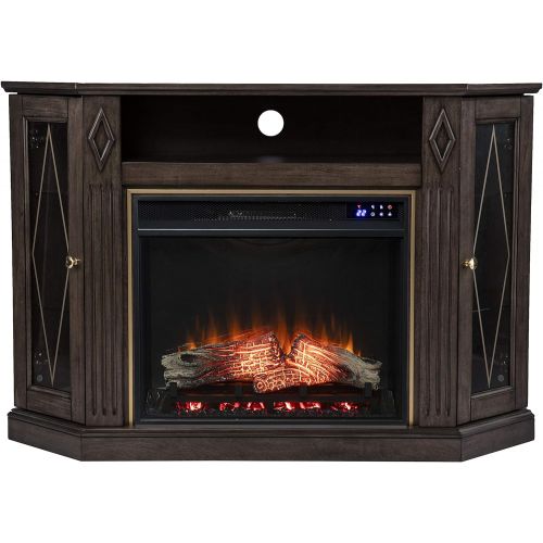  SEI Furniture Austindale Electric Fireplace w/ Media Storage, Brown/Gold