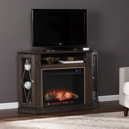  SEI Furniture Austindale Electric Fireplace w/ Media Storage, Brown/Gold