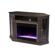 SEI Furniture Austindale Color Changing Fireplace w/ Media Storage, Brown/Gold