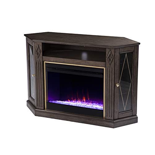  SEI Furniture Austindale Color Changing Fireplace w/ Media Storage, Brown/Gold