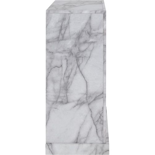  SEI Furniture Dendale Faux Marble Alexa-Enabled Electric Fireplace, White, Gray Veining