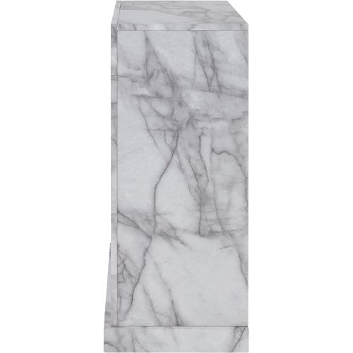  SEI Furniture Dendale Faux Marble Alexa-Enabled Electric Fireplace, White, Gray Veining
