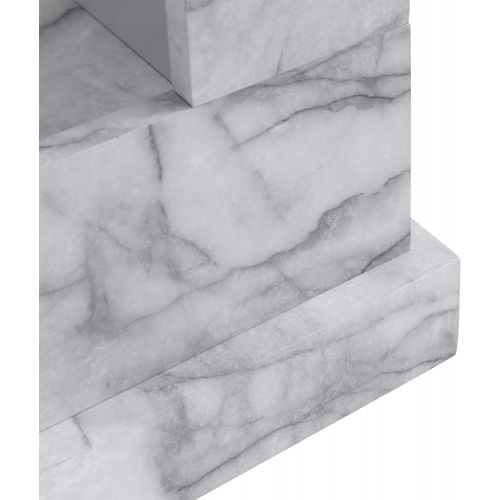  SEI Furniture Dendale Faux Marble Alexa-Enabled Electric Fireplace, White, Gray Veining