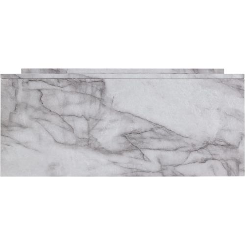  SEI Furniture Dendale Faux Marble Alexa-Enabled Electric Fireplace, White, Gray Veining