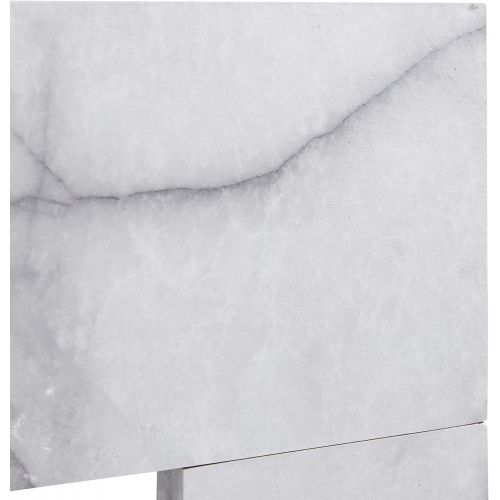  SEI Furniture Dendale Faux Marble Alexa-Enabled Electric Fireplace, White, Gray Veining