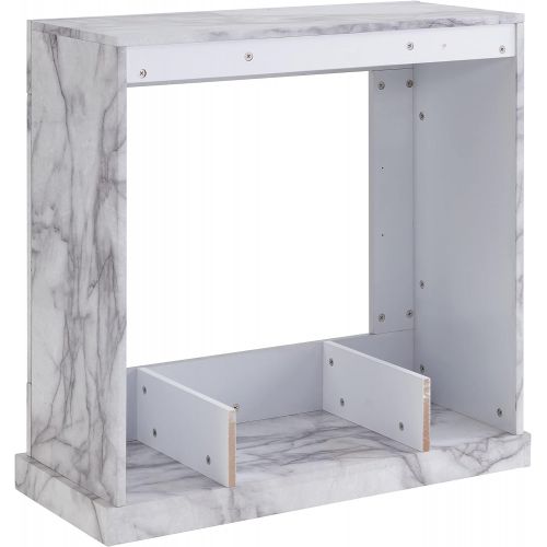  SEI Furniture Dendale Faux Marble Alexa-Enabled Electric Fireplace, White, Gray Veining