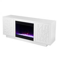 SEI Furniture Delgrave Color Changing Electric Fireplace, White Finish
