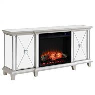 SEI Furniture Toppington Mirrored Electric Fireplace Media Console, New Mirror/Silver