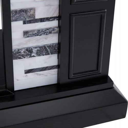  SEI Furniture Drovling Marble Tiled Alexa-Enabled Electric Fireplace, Black/White/Gray