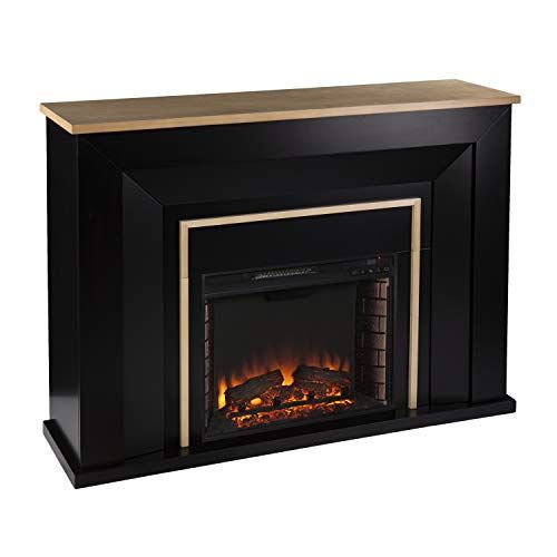  SEI Furniture Cardington Industrial Electric Fireplace, Black/Natural