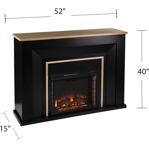  SEI Furniture Cardington Industrial Electric Fireplace, Black/Natural