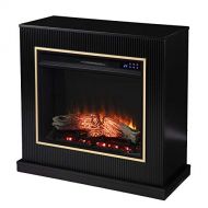 SEI Furniture Crittenly Contemporary Electric Fireplace, Black/Gold