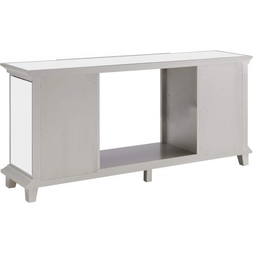  SEI Furniture Toppington Mirrored Media Console Color Changing Electric Fireplace, Silver