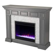 SEI Furniture Dakesbury Color Changing Fireplace w/ Faux Stone, Gray